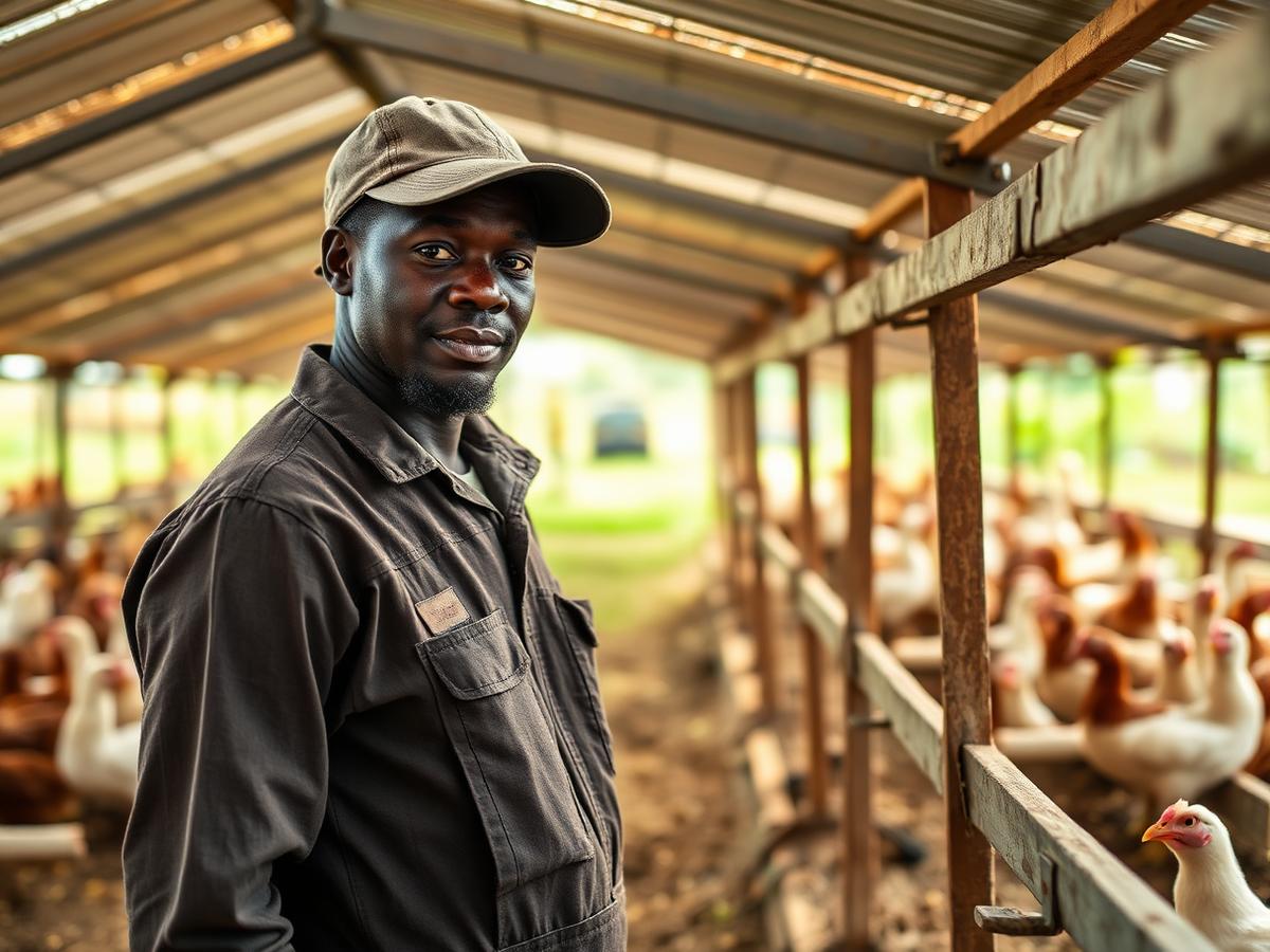 A Zvanaka Estates farm manager inspecting the flock